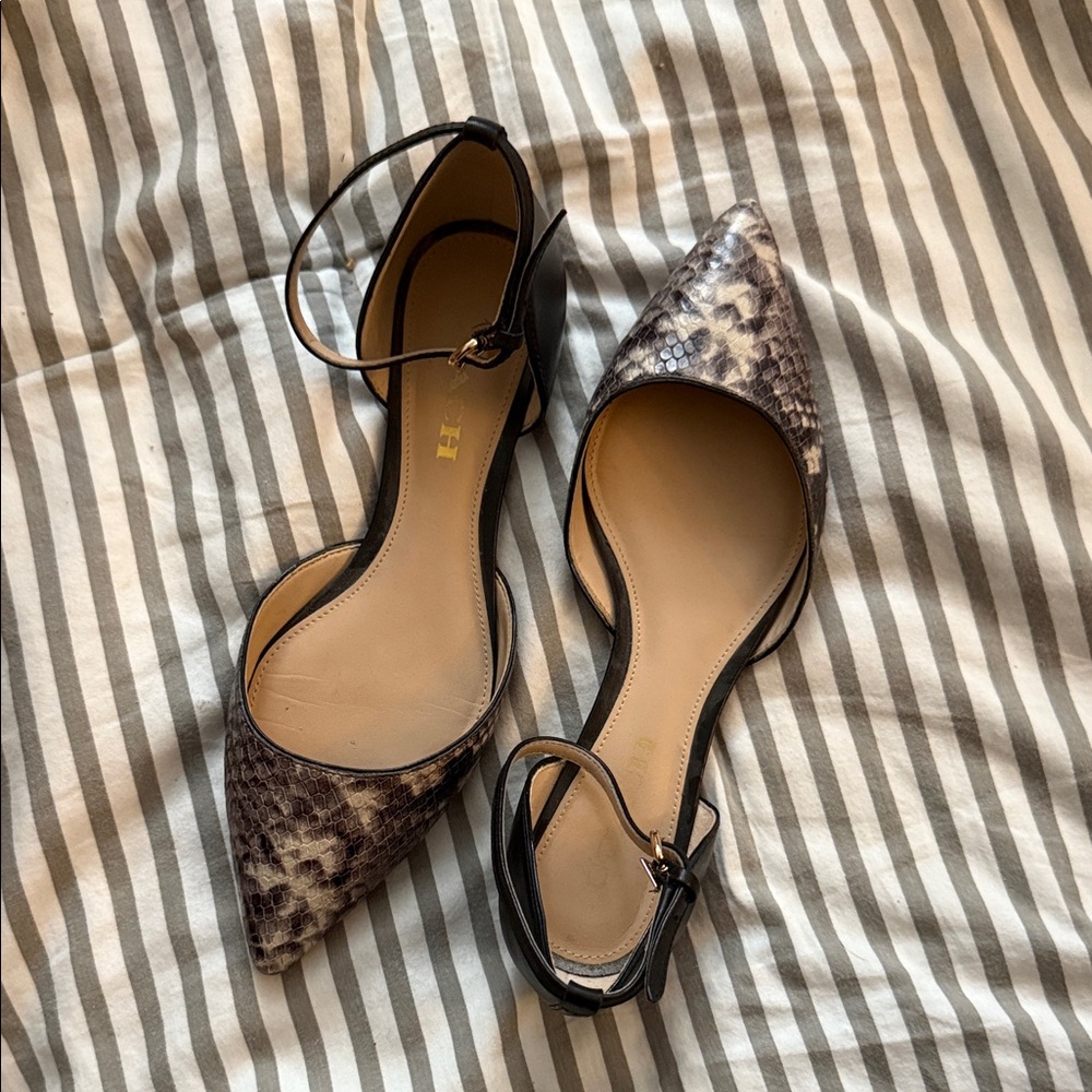 Coach Black and Gray Snakeskin Flats
